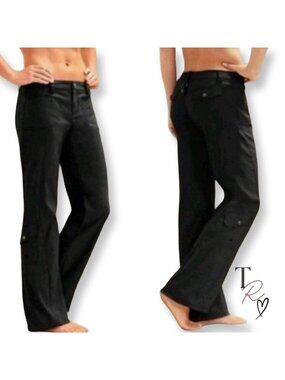 Athleta Dipper Low Rise Flare Hiking Pants Cargo Pocket Black Size 6 Tall 6 Long